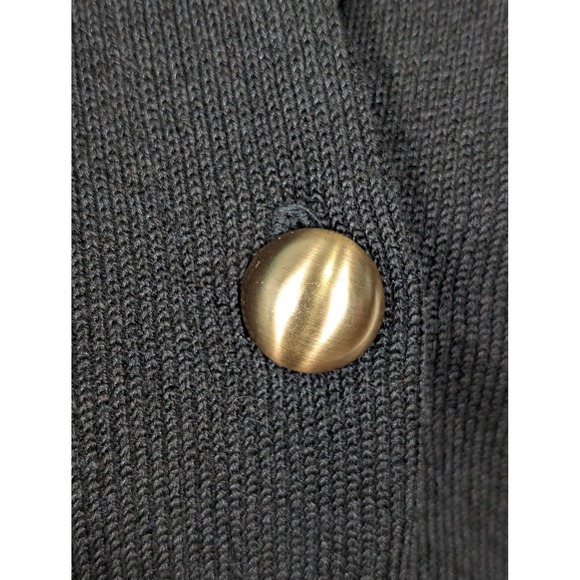 XL Vtg Leslie Fay Collections Black Knit Cardigan Longline Sweater Gold Crest - Picture 5 of 8